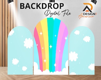 Backdrop Rainbow - Rainbow birthday party decor, Rainbow cutout decor digital download, girl and boy Rainbow