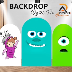 Backdrop Monster INC - Monster INC birthday party decor, Monster INC cutout decor digital download, girl and boy Monster
