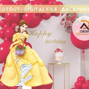 Princess Belle - CutOut, Beauty and the Beast party decoration theme, birthday party, stand up prop, digital download