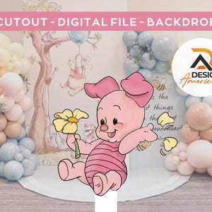 Piglet Winnie the Pooh - CutOut, party decoration Piglet theme, birthday party, standing prop, digital download - Piglet - Winnie the Pooh