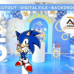 Sonic - CutOut, party decoration Sonic theme, birthday party, standing prop, digital download - Sonic