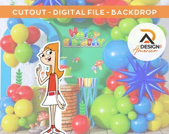 Candace - Phineas and Ferb - CutOut, Phineas and Ferb party decoration theme, birthday party, stand up prop, digital download Candace