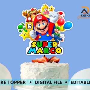 Super Mario personalized Cake Topper | Super Mario Birthday Party| Mario birthday party | Printable Birthday Cake Topper | DIGITAL FILE