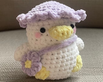 Duck with Flower Handbag and Bucket Hat Crochet Amigurumi Plushie