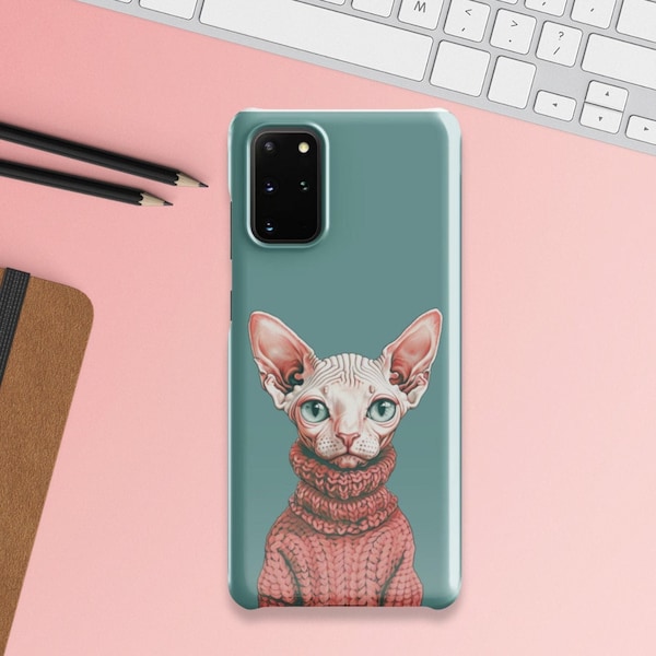 Sphynx In Jumper Snap Case para teléfono Samsung, gato, gato sin pelo, gato desnudo, arte, boho, divertido, lindo, funda de teléfono, rarecore, moda, raro