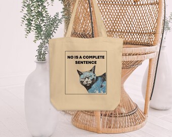 Cute Cat Tote Bag Funny Consent Cat Eco Friendly Organic Cotton Japanese Woodblock Style Shopping Bag Grocery School Train Shoulder Bag Gift