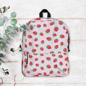 Sac à dos fraise de retour à l'école sac à dos fraise sac à langer personnalisé impression personnalisée cadeau baby shower nouvelle maman cadeau femme enceinte