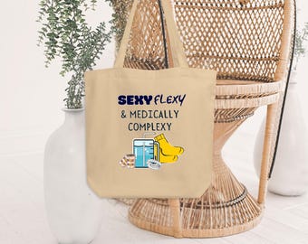 Funny Ehlers Danlos Tote Bag Chronic Illness Tote Eco Friendly Organic Cotton Shopping Bag Wheelchair Grocery School Train Shoulder Bag