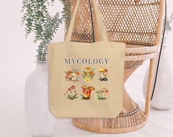Mycology Mushroom Cottagecore Organic Cotton Reusable Tote Bag