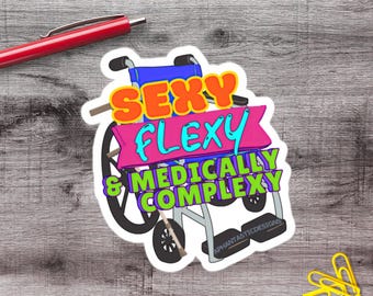 2-6 Inch Funny Sexy Flexy Ehlers Danlos Wheelchair User Vinyl Sticker | 1–75 Count