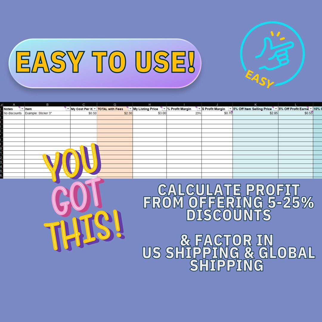 Product Pricing Template Easy Pricing Sheet Excel Price List Profit ...