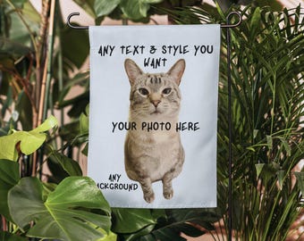 Benutzerdefinierte Foto-Flagge | Ihre Textkunst | OutdoorYard Decor Haustier Brautpaar Hochzeit Abschlussfeier