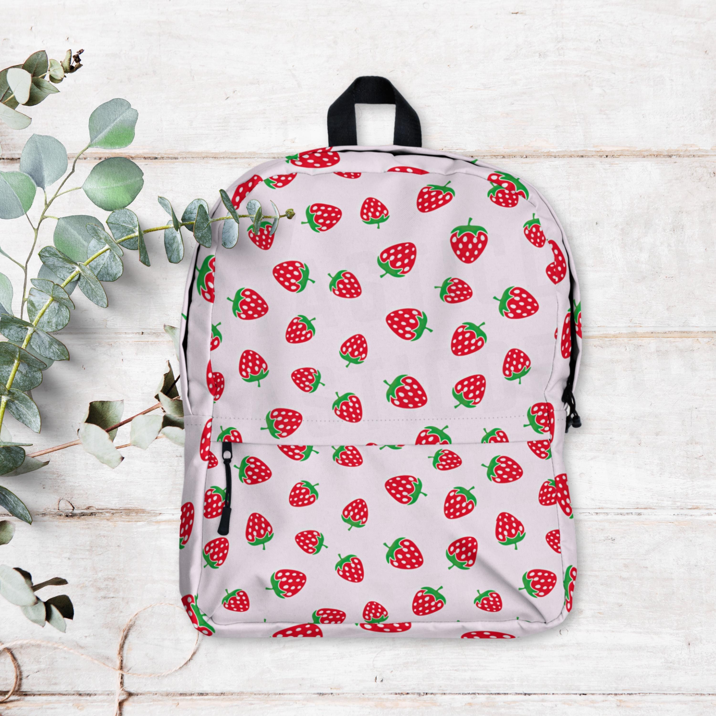 Strawberry Backpack Back to School Backpack Strawberry Diaper Bag Personalized Custom Print Baby Shower Gift New Mom Gift Expecting Mom Gift