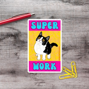 Pegatina de vinilo de 2 a 6 pulgadas con diseño de gato divertido para el aula de profesores / 1–75 unidades