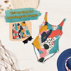 Retro Abstract One Piece Swimsuit Teen Preteen Modest Swimming Suit Plus Ladies Bathing Suit UPF 50+ Sun Protection 4 Way Stretch XS–3XL