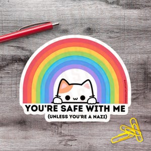 2&quot;–6&quot; Safe With Me Rainbow Anti Trump Stickers 1–250 Count Vinyl Sticker Pack Anti MAGA Decal Save The Dolls Political Protest Sticker Pack
