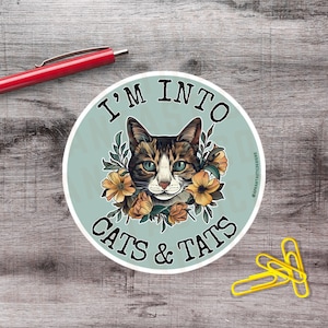 2&quot;-6&quot; Funny Cats Tats Sticker Cute Tattoo Sticker Cat Sticker 1–250 Count Vinyl Sticker Pack Tattoo Artist Gift Cat Lover Gift For Him Her