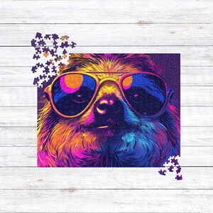 252 or 520 Piece Chill Neon Sloth Jigsaw Puzzle Fun Family Game Night Challenging Puzzle Gift with Giftbox