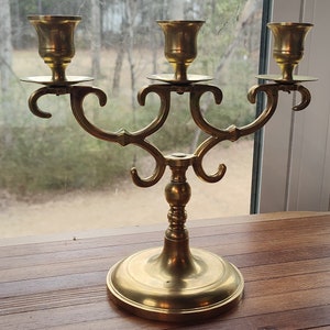 Vintage Brass Candelabra 3-arm Candle Holder
