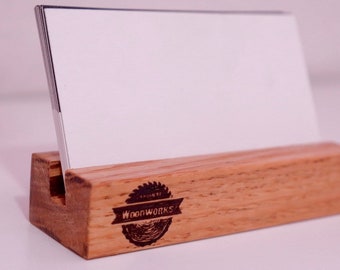 Wooden Business Card Holder - Laser Engraved Wood Business card holder, Wood card holder