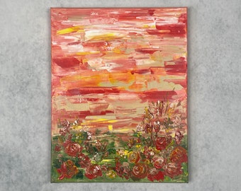 Optimistic flowers. Roses... Original acrylic painting on canvas