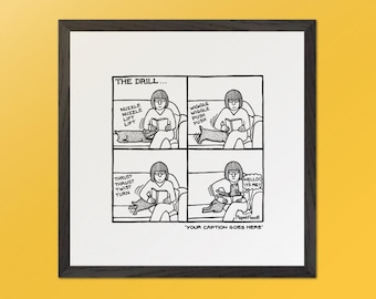 The Drill - Off the Leash Cartoons. Customizable Wooden Framed Print by Rupert Fawcett.