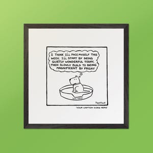Magnificent By Friday - Off the Leash Cartoons. Customizable Wooden Framed Print by Rupert Fawcett