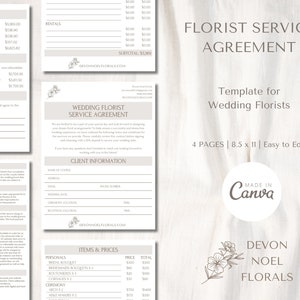 Florist Service Agreement, Wedding Florist Contract, Floral Agreement, Floral Contract for Weddings, Florist Client Contracts