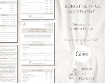 Wedding Florist Service Agreement Template: Customizable Canva Design (US Letter)