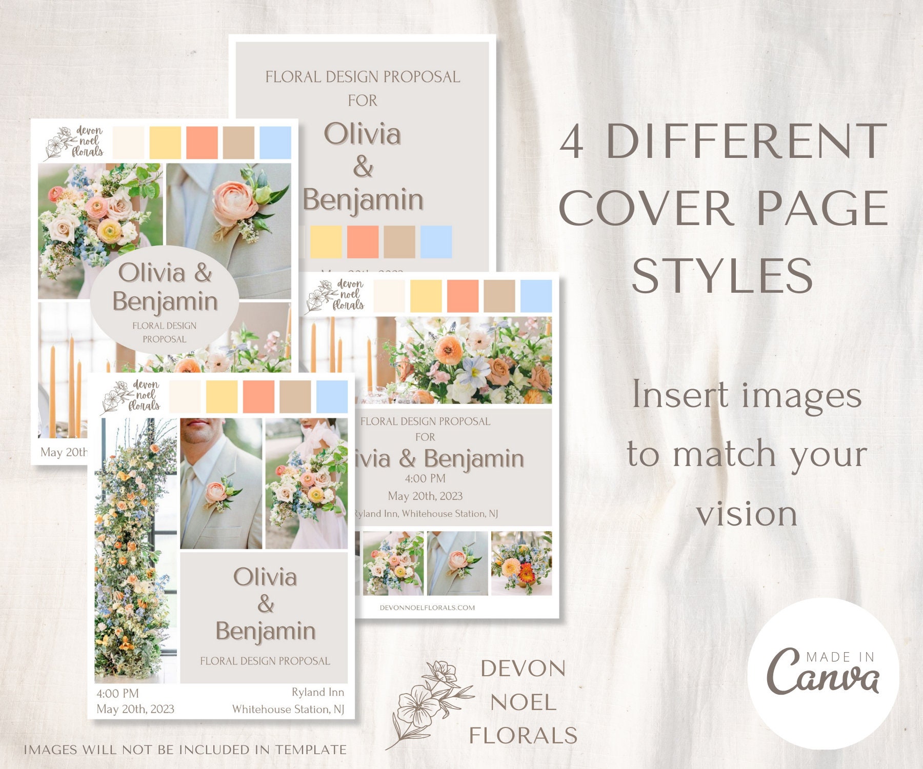 Wedding Floral Design Proposal, Template on Canva, Florist Template