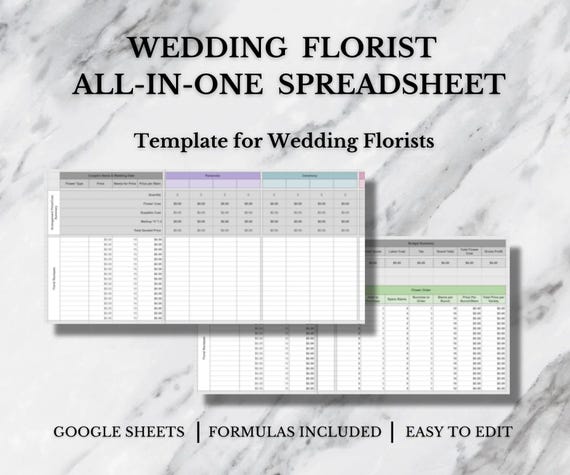 Wedding Florist All-in-One Spreadsheet: Flower Order Template (Google Sheets)
