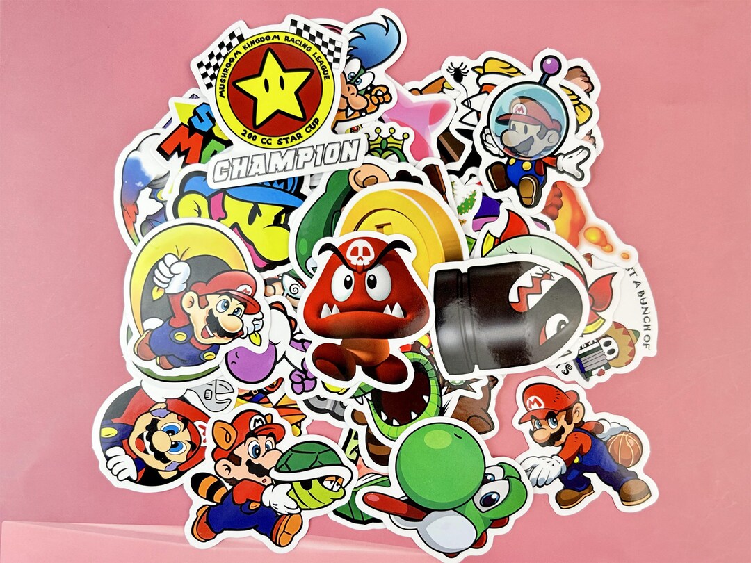 50 Mario Stickers-mario Car Princess Gift Pack Decoration Stickers-kids ...
