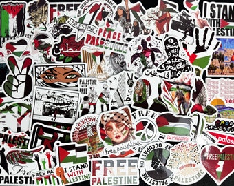 Pak van 50 Palestina-stickers - Palestina-vlagstickers - Gratis Palestina-proteststickers