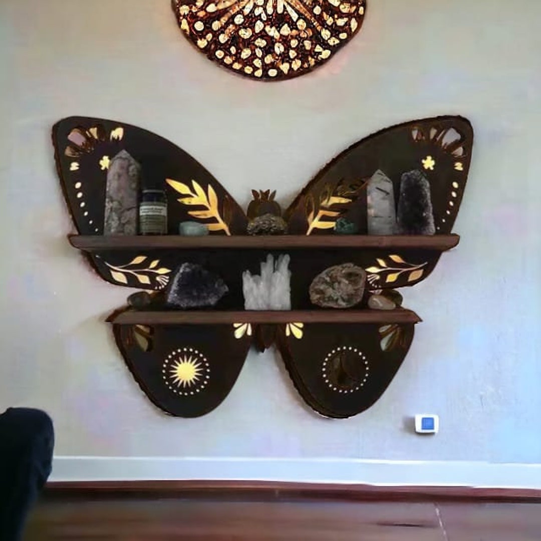 Storage Rack, Wooden Shelf, Butterfly Display, Livingroom Organizer ...