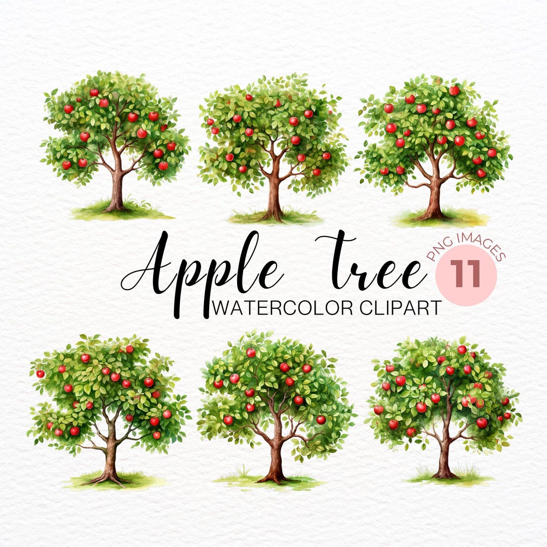 11 Apple Tree Clipart, Apple Tree Clipart, Printable Watercolor Clipart ...
