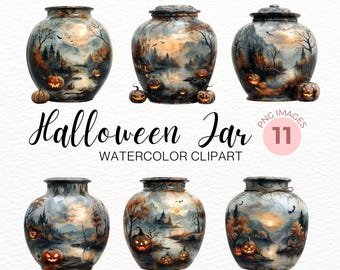 10 Halloween Jar Clipart, Haunted House Jar, Printable 3D Clipart, High ...