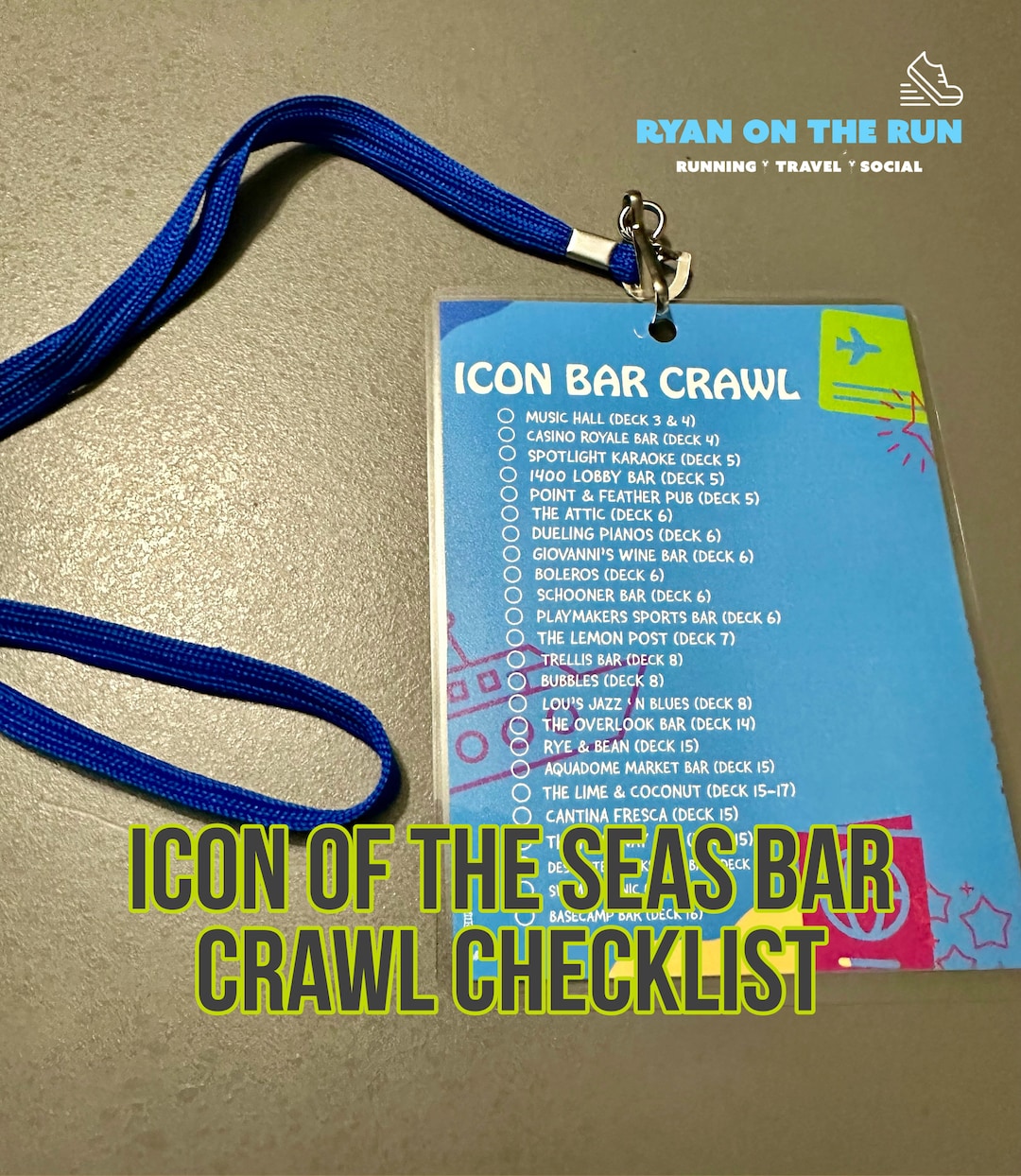 Icon of the Seas Bar Crawl Checklist Etsy