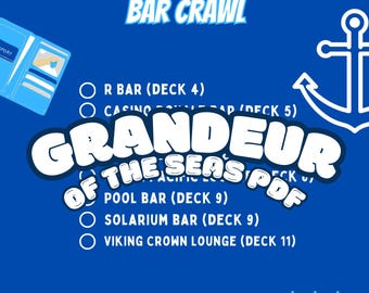 Grandeur of the Seas Bar Crawl Checklist Digital PDF Download