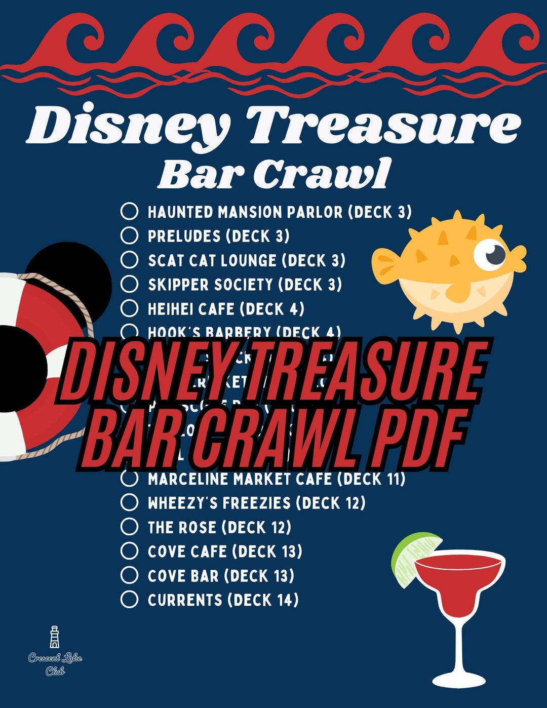 Disney Treasure Bar Crawl Checklist Digital PDF Download - Etsy