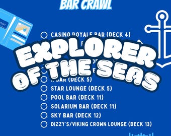 Explorer of the Seas Bar Crawl Checklist Digital PDF Download