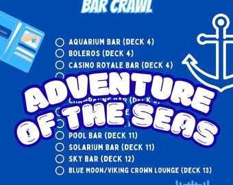 Adventure of the Seas Bar Crawl Checklist Digital PDF Download