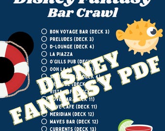Disney Fantasy Bar Crawl Checklist PDF digitale da scaricare