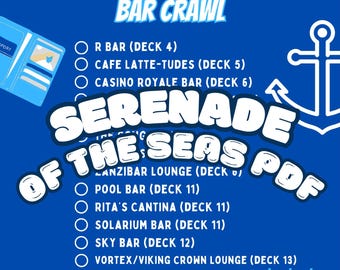 Serenade of the Seas Bar Crawl Checklist Digital PDF Download