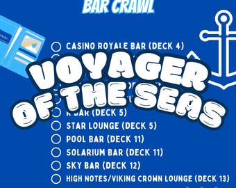 Voyager of the Seas Bar Crawl Checklist Digital PDF Download