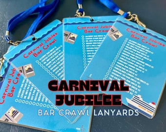 Carnival Jubilee Bar Crawl Lanyard – Cruise Drink Checklist & Ship Bar Passport