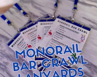 Walt Disney World Monorail Bar Crawl Lanyard | Resort Checklist & Badge