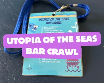 Utopia of the Seas Bar Crawl Lanyard – Drink Checklist & Ship Bar Passport