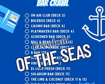 Freedom of the Seas Bar Crawl Checklist Digital PDF Download
