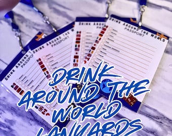 Disney EPCOT Drink Around the World Passport + Lanyard | World Showcase Beverage Checklist