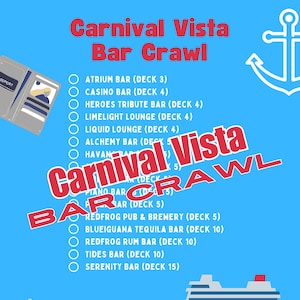 Liste de contrôle de la tournée des bars Carnival Vista au format PDF téléchargeable
